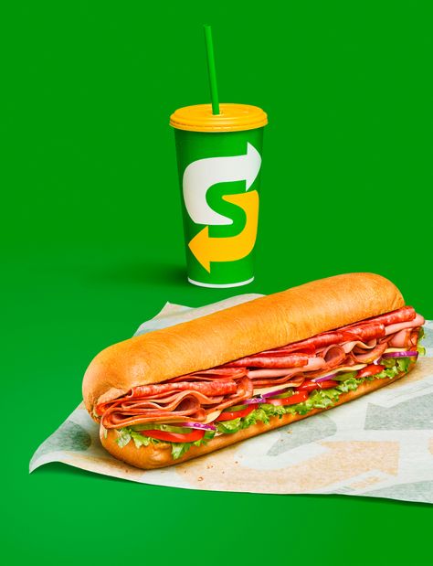 SUBWAY Visual Identity System on Behance Sandwich Wallpaper, Subway Food, Subway Menu, Creative Pizza, Subway Sandwich, Visual Identity System, Identity System, Food Graphic Design, Restaurant Menu Design