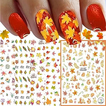 Fall Nail Art Stickers, Autumn Nail Art Water Decals Transfer Nail Supplies Maple Leaves Turkey Pumpkin Design Sticker for Women Acrylic Nail Maple Leaf Thanksgiving Decorations 12 PCS (Fall B) Maple Leaf Nail Art, Thanksgiving Accessories, Christmas Nail Designs Easy, Leaf Nail Art, Nails Thanksgiving, Clear Nail Tips, Thanksgiving Nail Art, Thanksgiving Nail, Festive Nail Art