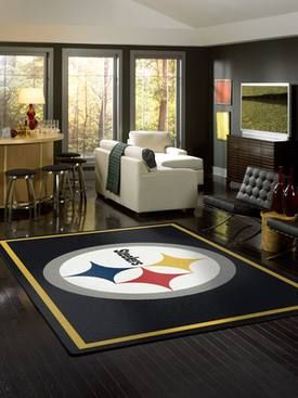 Milliken Black NFL Team Spirit Pittsburgh Steelers rug - Novelty Rectangle 3' 10" x 5' 4" Pittsburgh Steelers Room Ideas, Steelers Man Cave, Steelers Bedroom, Pittsburgh Steelers Man Cave, Steelers Baby, Steelers Gear, Pittsburgh Steelers Logo, Steelers Girl, Go Steelers