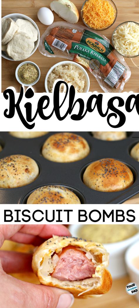 Smoked Sausage Biscuit, Dinner Recipes With Sausage Kielbasa, Premade Biscuit Dough Recipes, Kielbasa Sandwich Recipes, Recipes Using Biscuit Dough, Quick And Easy Grilling Recipes, Pillsbury Biscuit Recipes Dinner Ground Beef, Kiolbassa Recipes, Keibasa Sausage Recipes