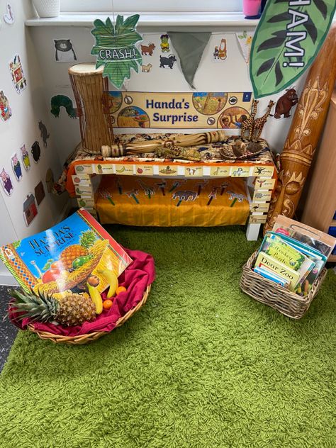 Handas Surprise Eyfs, Picnic Basket Ideas, Handas Surprise, Dear Zoo, Eyfs Ideas, Traditional Tales, Tuff Tray, Reading Area, Lesson Ideas