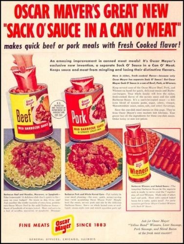 Vintage Advertisements 1940s, Atheist Humor, Gross Food, Oscar Mayer, Canned Meat, Retro Food, Vintage Food, Food Ads, Retro Ads