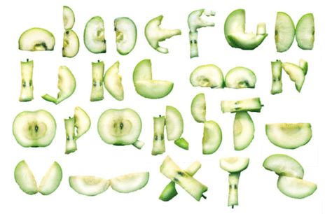 Friend Letter, Apple Font, Fruit Alphabet, Apple Alphabet, Apple Back To School, Food Typography, Funky Fonts, Alphabet Typography, Poetry For Kids