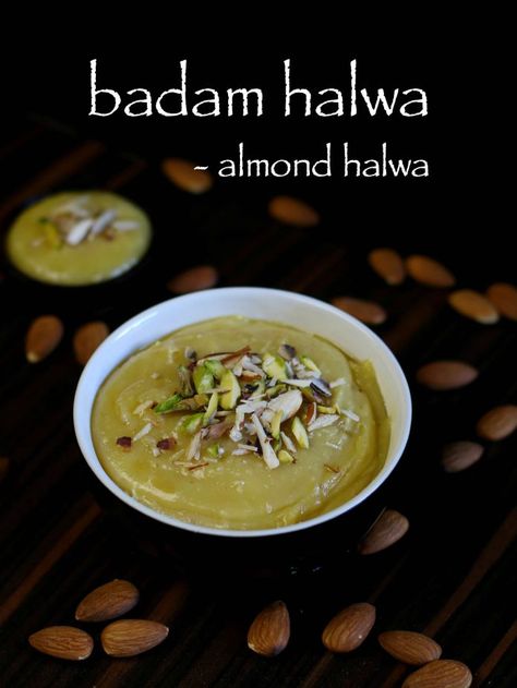 badam halwa recipe Almond Halwa, Naan Recipe Without Yeast, Badam Halwa, Garlic Naan Recipe, Hebbar's Kitchen, Halwa Recipe, Indian Foods, Naan Recipe, Simple Dessert