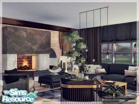 Wall Art Sets Living Room, Mod Living Room, Living Room Sims 4, Sims 4 Cc Furniture Living Rooms, Sims 4 House Design, Sims 4 Cc Furniture, Living Room Wall Decor, Sims 4 Houses, Living Room Decor Modern