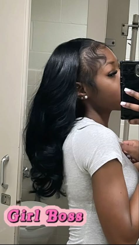 Pressed Natural Hair, Silk Press Natural Hair, Alien Girl, Quick Weave Hairstyles, Flat Iron Hair Styles, Quick Weave, Hair Ponytail Styles, Dope Hairstyles, Silk Press