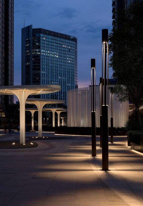 Street Lighting Design Public Spaces, Urban Light, Lighting Landscape, Street Lighting Design, Parking Lighting, Canopy Lighting, Street Lighting, Park Lighting Design, Street Lights