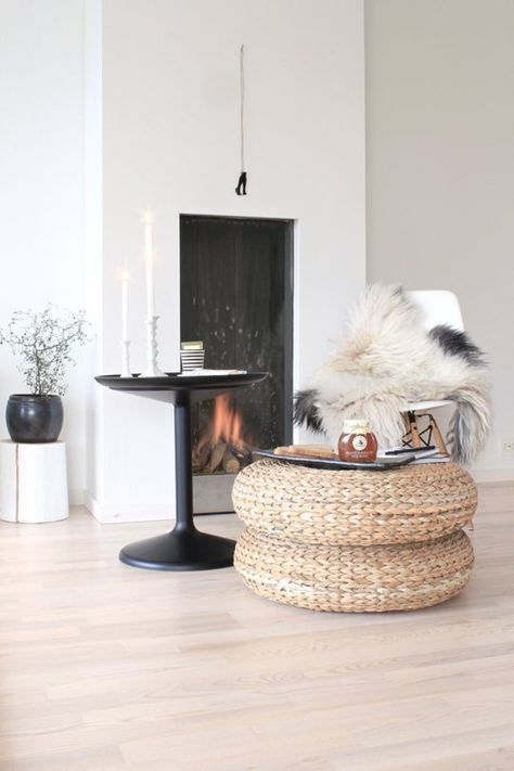 Versatile Style: Spotting IKEA's Woven Pouf ALSEDA Everywhere | Apartment Therapy Alseda Ikea, Ikea Alseda, Murphy Bed Ikea, Interiors Dream, Style Deco, Scandinavian Interior, Front Room, Room Themes, Versatile Style