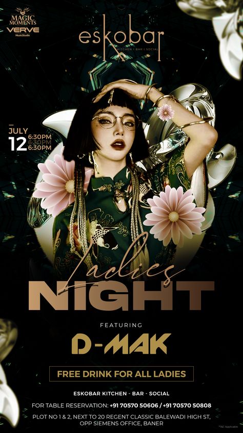 ladies night party poster Night Party Flyer Design, Luxury Flyer Design, Night Club Poster Design, Ladies Night Poster, Posters For Events, Ignite Logo, Night Club Poster, Smart Ads, Ladies Night Flyer