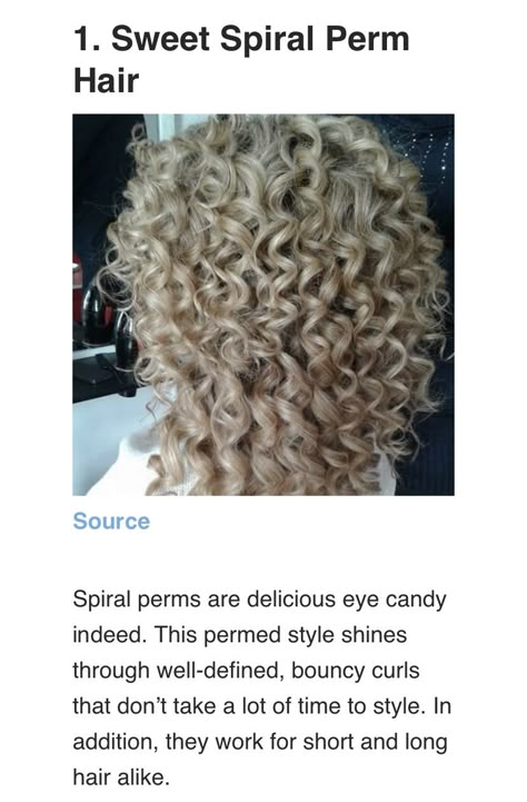 Wavy Perms For Long Hair, Modern Spiral Perm, Perm On Thick Hair, Permed Hair With Highlights, Perm On Fine Hair, Perm Ideas For Medium Hair, Different Kinds Of Perms, Permanent Curls Before And After, Perm For Medium Length Hair