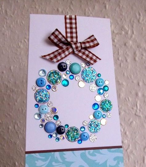 Glitter Cards Diy, Butterfly Cards Handmade, Original Christmas Cards, Bubble Wreath, Creative Christmas Cards, Wreath Cards, Christmas Colour Schemes, Christmas Card Ornaments, Craftwork Cards