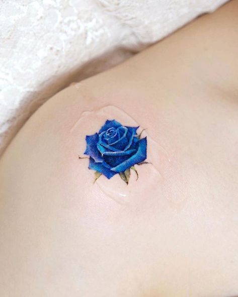 Honeysuckle Tattoo, Blue Flower Tattoos, Our Mindful Life, Rose Hand Tattoo, Rose Shoulder Tattoo, Rose Tattoos For Men, Rose Tattoos For Women, Blue Rose Tattoos, Small Rose Tattoo