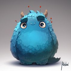 moonster, Alexandr Pushai on ArtStation at https://www.artstation.com/artwork/moonster Blue Monster, Desain Buklet, Art Mignon, Monster Characters, Monster Illustration, Cartoon Monsters, Toy Art, Monster Concept Art, Art Et Illustration