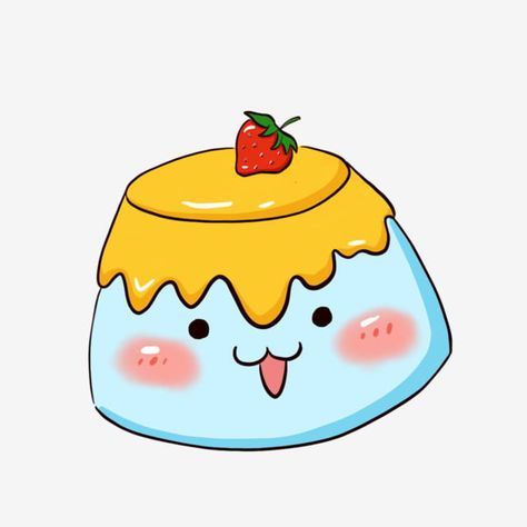 Logo Pudding Design, Logo Puding, Pudding Cartoon, Cute Pudding, Puding Mangga, Cute Cartoon Food, Delicious Strawberry Cake, Strawberry Cute, Strawberry Background