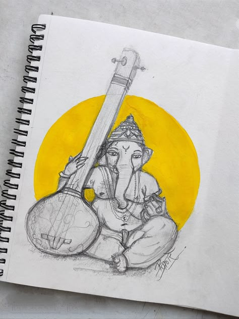 Ganesha painting Ganesh Sketch Pencil, Ganpati Bappa Drawing Sketch, Ganesha Henna, Navaratri Drawings, Ganesha Art Sketch, Ganpati Bappa Sketch, Ganpati Bappa Painting, Ganpati Bappa Drawing, Ganpati Sketch