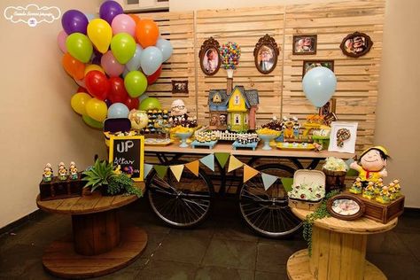 Kara's Party Ideas Disney's UP Inspired Birthday Party | Kara's Party Ideas Disney Up Dessert Table, Up Themed Birthday Party Pixar Decorations, Up Inspired Birthday Party, Disney's Up Themed Party, Disney Up Party Decorations, Disney Up Birthday Party, Disney Up Decorations, Disney Up Birthday Party Theme, Up Pixar Birthday Party