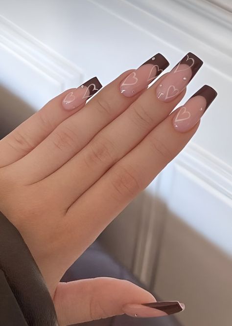 30 Ultimate Chic French Tip Square Nail Designs Brown Acrylic Nails, Square Nail Designs, Beige Nails, Acrylic Nails Coffin Short, Brown Nails, Square Acrylic Nails, Minimalist Nails, Fire Nails, Dope Nails