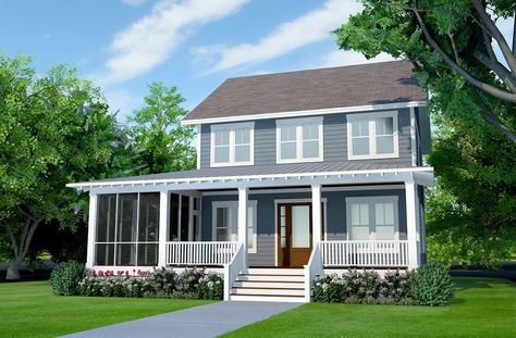 Eastwood Cottage | SDC House Plans Cottage Court, Upstairs Laundry, Coastal Homes Plans, Pocket Office, Bedroom Cottage, Screen Porch, American House, Coat Closet, Small Cottage