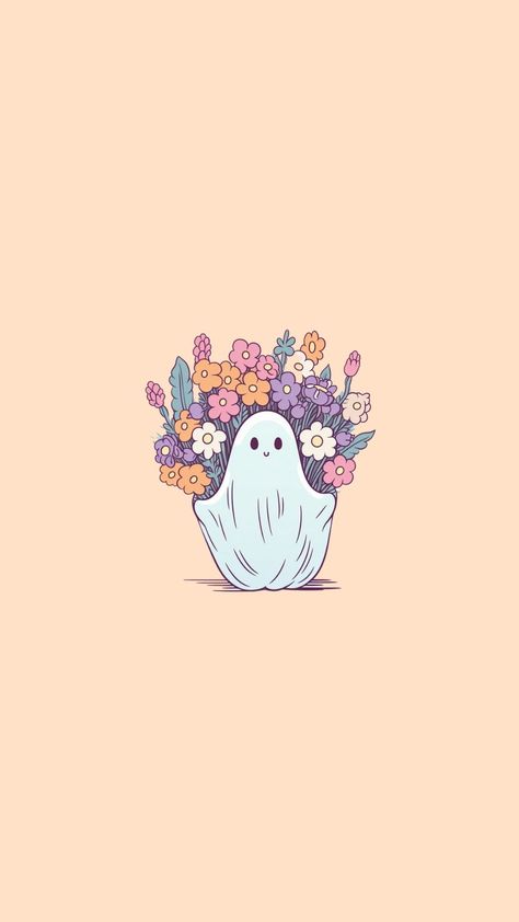 Summer Spooky Wallpaper, Spring Ghost Wallpaper, Floral Ghost Wallpaper, Watch Screen Wallpaper, Ghost Aesthetic Wallpaper, Spooky Wallpaper Iphone, Cute Ghost Wallpaper, Easter Wallpaper Iphone, Ghost Wallpapers