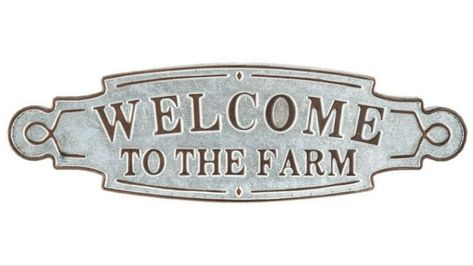 WELCOME TO THE FARM  Sign  Farmhouse Country Galvanized Metal Simple Outdoor Decor, Painting For House, Hobby Lobby Farmhouse Decor, Georgia Living, Country Craft Ideas, Hobby Lobby Farmhouse, Galvanized Metal Wall, Farm House Dining Room, Spencer House