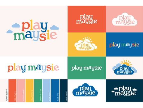 Play Maysie - Branding by Rachel Dangerfield on Dribbble Kids Logo Brand, Kindergarten Logo, Daycare Logo, Kids Branding Design, Kids Graphic Design, Kids Logo Design, Baby Logo, Flower Yellow, 2024 Design