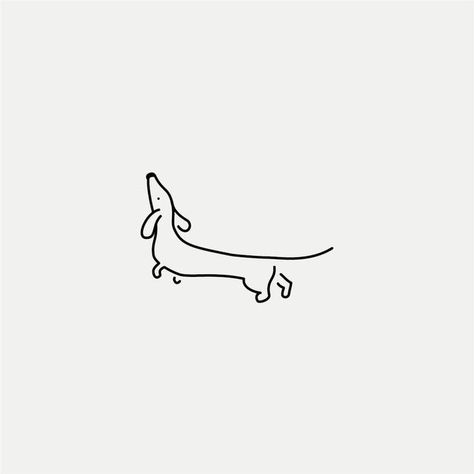 Daschund Tattoo, Tatoo Dog, Arte Dachshund, Dachshund Tattoo, Pola Macrame, Outline Tattoo, Grooming Shop, Dachshund Art, Yellow Dog