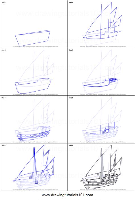 Tutorial For Drawing, Drawing Sheet, Ship Drawing, Learn Drawing, Step By Step Drawing, Learn To Draw, Drawing Tutorial, Boats, To Draw