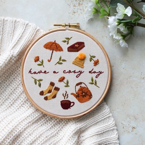 Cross Stitch Embroidery Patterns, Autumn Embroidery, Long And Short Stitch, Easy Cross Stitch Patterns, Digital Embroidery Patterns, Hand Embroidery Kits, Summer Sewing, Seed Stitch, Autumn Crafts