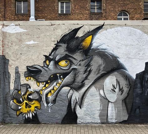 Wolf Mural, Spray Paint Mural, Paint Mural, Spray Paint Artwork, Street Art Banksy, Graffiti Artwork, Amazing Street Art, Urban Graffiti, Graffiti Murals