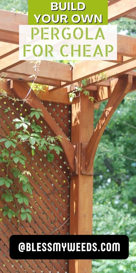 Outdoor Projects For Kids, Outdoor Ideas On A Budget, Backyard Ideas Cheap, Pergola Kitchen, Pergola Vines, Covered Pergola Patio, Deck Pergolas, Front Porch Pergola, Outdoor Ideas Backyard