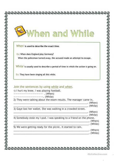 While When Grammar, While And When Worksheet, When And While Grammar Worksheet, When And While Grammar, When While Grammar, When While Worksheet, Learn Reading, Advanced Vocabulary, English Teaching Materials