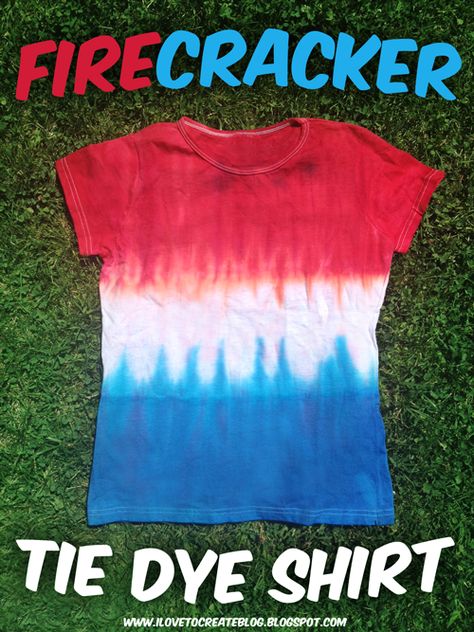 iLoveToCreate Blog: Firecracker Tie Dye Patriotic T-shirt Ty Dye, Tye And Dye, Diy Dye, Tie Dye Crafts, Diy Tie, How To Tie Dye, Diy Tees, Tie Dye Diy, Patriotic Crafts