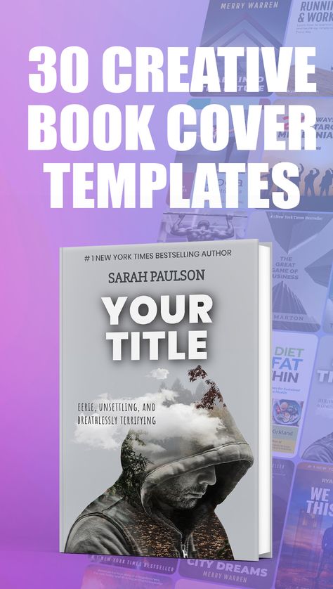 A collection of creative book cover templates which you can easily reuse to create your own cover design in minutes. Kdp Cover Design, Book Cover Design Template Layout, Canva Book Cover Design, Canva Book Covers, How To Design A Book Cover, Book Cover Design Ideas Templates, Cover Book Design Layout, Creative Book Cover Design Ideas, Free Book Cover Design