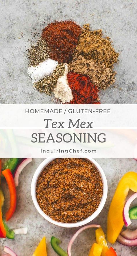 Six easy recipes for seasoning and spice blends that will add big flavor to hundreds of meals. Tex Mex Sauce Recipes, Tex Mix Recipe, Tex Mex Seasoning, Tex Mex Spice Blend, Mexican Spice Mix Recipe, Tex Mex Seasoning Recipe, Texmex Seasoning, Southwestern Seasoning Recipe, Southwest Spice Blend Recipe