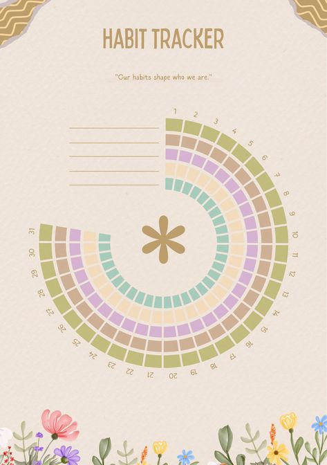 #Flower_Habit_Tracker #Habit_Template #Goodnotes_Templates #Habit_Tracker_Template Flower Habit Tracker, Habit Template, Calendar Tracker, How To Stay Organized, Agenda Digital, Digital Planner For Ipad, Girls Slumber Party, Track Your Progress, Planner For Ipad