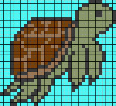 Sea Turtle Alpha Pattern, Pixel Art Pattern Animals, Cross Stitch Turtle Pattern, Turtle Pixel Art Grid, Turtle Alpha Pattern, Alpha Pattern Animals, Animal Alpha Pattern, Pixel Art Pattern 32x32 Grid Easy, 8 Bit Pixel Art Pattern