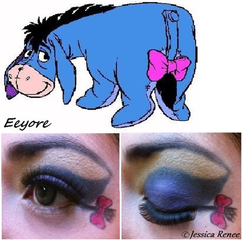 Eeyore Inspired<3 Ratatouille Eyebrow Makeup, Eeyore Costume Women, Eeyore Makeup Halloween, Eeyore Makeup, Pin Tail On Eeyore, Disney Bounding Eeyore, Batgirl Makeup, Disney Eye Makeup, Carnaval Make-up