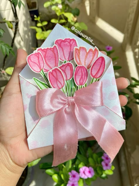 Idea For Present Birthday, Handmade Gift For Birthday, Ribbon Gift Ideas, Handmade Paper Flower, Ideas For Anniversary, Gifts Handmade Ideas, Birthday Gift With Paper, How To Make Birthday Gift, How To Make Flower With Paper