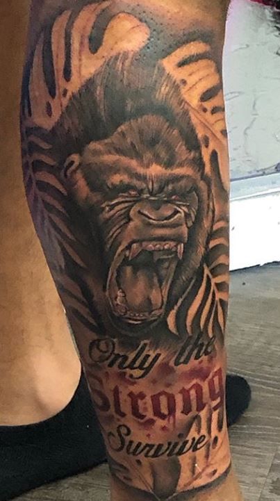 Gorilla Forearm Tattoo, Ape Tattoo Design, Gorilla Back Tattoo, Savage Tattoo For Men, Ape Tattoos For Men, Gorilla Tattoo Stencil, Gorilla Tattoos, Thug Life Tattoo, Savage Tattoo