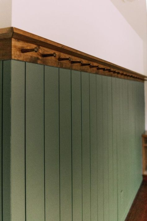 Green Feature Wall, Bedroom Shiplap, Vintage Playroom, Peg Rail, Future Bedroom, Playroom Bedroom, Diy Shiplap, Ship Lap Walls, Wainscoting