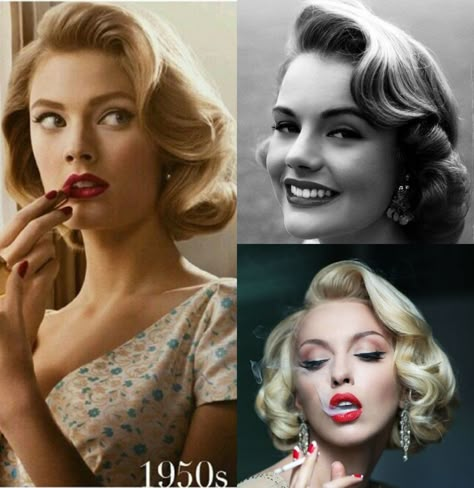 Hollywood Short Hairstyles, Vintage Hairstyles Medium Hair, Short Glam Hairstyles, Retro Formal Hairstyles, 50s Make Up And Hair, 50s Short Hairstyles, 1940 Makeup 40s Style, 1940s Wedding Hairstyles, Old Hollywood Hair Tutorial Short