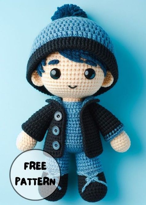 Master the Crochet Boy Amigurumi Idea with this engaging tutorial to create charming crochet boy dolls that will enchant kids and adults. Crochet Boy Doll Free Pattern, Crochet Ideas For Boys, Crochet Boy Doll, Mini Crochet Animals, Owl Knitting Pattern, Blankets For Boys, Boy Crochet Patterns, Crochet Baby Projects, Crochet Toys Free Patterns