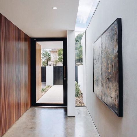 STUDIO BLACK INTERIORS on Instagram: “Total entrance goals. Timber cladding, polished concrete floors and a slice of window looking to the heavens. ⁣⁣ ⁣⁣ Project326⁣⁣ Designed…” Family Home Interior, Timber Cladding, House Entrance, Residential Architecture, Concrete Floors, Cheap Home Decor, House Inspo, 인테리어 ��디자인, New Ideas