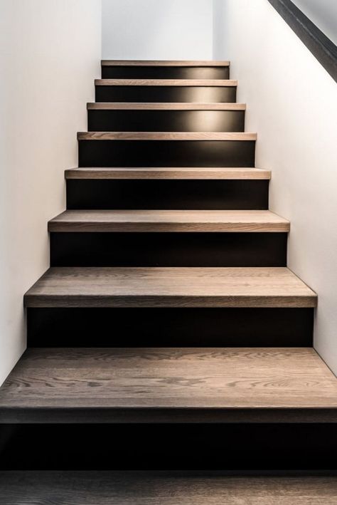 Stairwell Design, Basement Stairs Ideas, Black Stairs, Open Stairs, Interior Design News, House On Stilts, Stair Remodel, Concrete Stairs, Basement Stairs