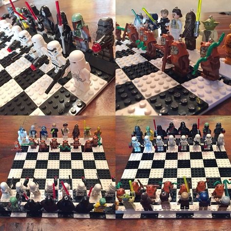 Lego Chess Set Diy, Lego Chess Set, Lego Easy, Star Wars Chess, Star Wars Chess Set, Star Wars Disneyland, Lego Chess, Chess Ideas, Lego Star Wars Mini