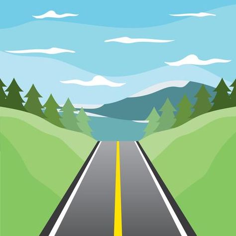 Highway to the Lake Vector Highway Drawing, Packing For Europe, Travel Drawing, Budget Book, Drawing Simple, Beach Adventure, Simple Illustration, Packing Tips For Travel, Free Vectors