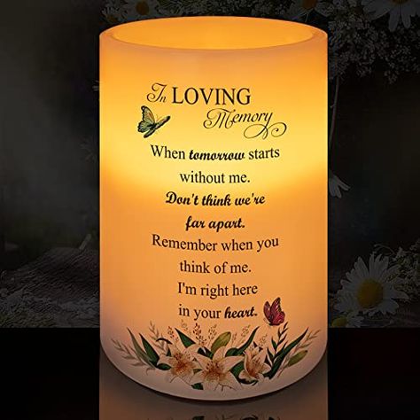 HN HAIINAA Flameless Candle Real Wax LED Light with Timer Sympathy Gift for Loss of Loved One Memorial Gifts for Loss of Mother Father Bereavement Gifts Remembrance Gifts (6" x 4") Sympathy Candle, In Remembrance Of Me, Loss Of Mother, Memorial Candle, Bereavement Gift, Remembrance Gifts, Flameless Candle, Mother And Father, Sympathy Gifts