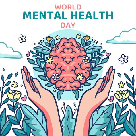 World Mental Day Poster, World Mental Day, Health Graphics, World Mental Health Day, Mental Health Posters, Mental Health Awareness Month, Mental Health Day, Poster Drawing, Health Day