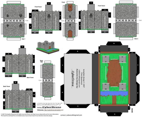 Cubee - Castle by CyberDrone Castle Template, Paper Models House, Papercraft Anime, Paper Template Free, Model Castle, Minecraft Castle, Papercraft Templates, Custom Fans, 3d Illustrations