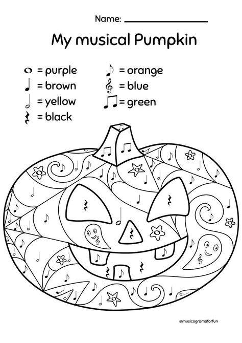 Kindergarten Music Worksheets, Music Week Activities, Halloween Music Class Activities, Musical Coloring Pages, Learn Music Notes, Halloween Music Worksheets, Halloween Music For Kids, Halloween Music Class, Dynamics Music